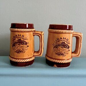 Idaho Fishing 70's Stein Style Salt & Pepper Shaker Set | Retro Kitchenware
